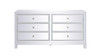 Elegant Decor MF72036WH 60 inch mirrored six drawer cabinet in white