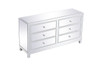 Elegant Decor MF72036WH 60 inch mirrored six drawer cabinet in white