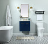 Elegant Decor VF48024MBL-BS 24 inch single bathroom vanity in blue with backsplash