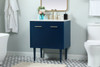 Elegant Decor VF48030MBL-BS 30 inch single bathroom vanity in blue with backsplash