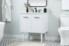 Elegant Decor VF48030MWH-BS 30 inch single bathroom vanity in white with backsplash
