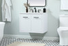 Elegant Decor VF48030MWH-BS 30 inch single bathroom vanity in white with backsplash