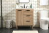 Elegant Decor VF47030NT-BS 30 inch single bathroom vanity in natural oak with backsplash
