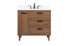 Elegant Decor VF47036WB-BS 36 inch single bathroom vanity in walnut brown with backsplash
