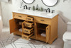 Elegant Decor VF15060DNW 60 inch double bathroom vanity in natural wood