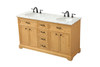 Elegant Decor VF15060DNW 60 inch double bathroom vanity in natural wood