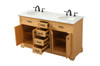 Elegant Decor VF15060DNW 60 inch double bathroom vanity in natural wood