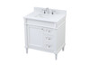 Elegant Decor VF31832WH-BS 32 inch single bathroom vanity in white with backsplash