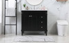 Elegant Decor VF31836BK-BS 36 inch single bathroom vanity in black with backsplash