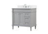 Elegant Decor VF31836GR-BS 36 inch single bathroom vanity in grey with backsplash