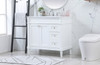 Elegant Decor VF31836WH-BS 36 inch single bathroom vanity in white with backsplash