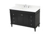 Elegant Decor VF31848BK-BS 48 inch single bathroom vanity in black with backsplash