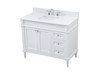Elegant Decor VF31842WH-BS 42 inch single bathroom vanity in white with backsplash