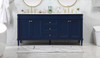 Elegant Decor VF31872DBL 72 inch double bathroom vanity in blue