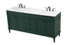 Elegant Decor VF31872DGN 72 inch double bathroom vanity in green Elegant Decor VF31872DGN 72 inch double bathroom vanity in green