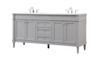 Elegant Decor VF31872DGR 72 inch double bathroom vanity in grey Elegant Decor VF31872DGR 72 inch double bathroom vanity in grey