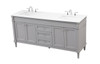 Elegant Decor VF31872DGR 72 inch double bathroom vanity in grey Elegant Decor VF31872DGR 72 inch double bathroom vanity in grey