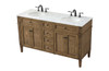 Elegant Decor VF12560DDW 60 inch double bathroom vanity in driftwood