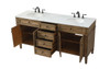 Elegant Decor VF12572DDW 72 inch double bathroom vanity in driftwood
