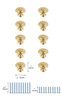 Elegant Decor KB2006-GD-10PK Minu 1.3" Diameter Brushed Gold Mushroom Knob Multipack (Set of 10)