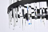 Elegant Lighting 2200D25BK Serena 25 inch crystal round pendant in black