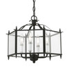 LIVEX LIGHTING 4398-04 4 Light Black with Brushed Nickel Accents Convertible Pendant / Semi-Flush