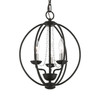 LIVEX LIGHTING 40913-04 3 Light Black with Brushed Nickel Finish Candles Globe Convertible Mini Chandelier/ Semi-Flush