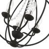 LIVEX LIGHTING 40914-04 4 Light Black with Brushed Nickel Finish Candles Globe Convertible Chandelier/ Semi-Flush