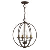 LIVEX LIGHTING 40914-07 4 Light Bronze with Antique Brass Finish Candles Globe Convertible Chandelier/ Semi-Flush