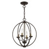 LIVEX LIGHTING 40914-07 4 Light Bronze with Antique Brass Finish Candles Globe Convertible Chandelier/ Semi-Flush