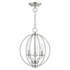 LIVEX LIGHTING 40913-91 3 Light Brushed Nickel Globe Convertible Mini Chandelier/ Semi-Flush