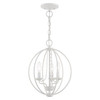 LIVEX LIGHTING 40913-03 3 Light White Globe Convertible Mini Chandelier/ Semi-Flush