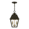LIVEX LIGHTING 27217-07 2 Light Bronze with Antique Brass Finish Cluster Outdoor Medium Pendant Lantern