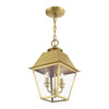 LIVEX LIGHTING 27217-08 2 Light Natural Brass Outdoor Medium Pendant Lantern