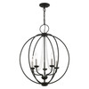 LIVEX LIGHTING 40915-04 5 Light Black with Brushed Nickel Finish Candles Globe Chandelier