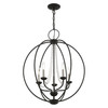 LIVEX LIGHTING 40915-04 5 Light Black with Brushed Nickel Finish Candles Globe Chandelier