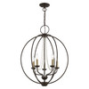 LIVEX LIGHTING 40915-07 5 Light Bronze with Antique Brass Finish Candles Globe Chandelier