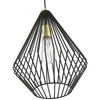 LIVEX LIGHTING 41325-68 1 Light Shiny Black with Polished Brass Accents Pendant