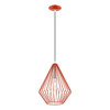 LIVEX LIGHTING 41325-72 1 Light Shiny Red with Polished Chrome Accents Pendant