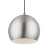 LIVEX LIGHTING 45482-91 1 Light Brushed Nickel with Polished Chrome Accents Globe Pendant