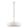 LIVEX LIGHTING 49353-03 1 Light White with Antique Brass Accents Pendant