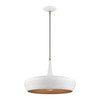 LIVEX LIGHTING 49353-03 1 Light White with Antique Brass Accents Pendant