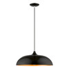 LIVEX LIGHTING 49233-68 1 Light Shiny Black with Polished Chrome Accents Pendant