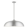 LIVEX LIGHTING 49234-66 3 Light Brushed Aluminum with Polished Chrome Accents Large Pendant