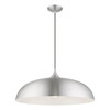 LIVEX LIGHTING 49234-66 3 Light Brushed Aluminum with Polished Chrome Accents Large Pendant