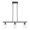 LIVEX LIGHTING 46153-46 3 Light Black Chrome Linear Chandelier