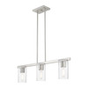 LIVEX LIGHTING 49273-91 3 Light Brushed Nickel Linear Chandelier