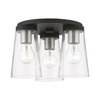 LIVEX LIGHTING 46712-04 3 Light Black with Brushed Nickel Accents Large Flush Mount