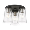 LIVEX LIGHTING 46712-04 3 Light Black with Brushed Nickel Accents Large Flush Mount