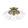 LIVEX LIGHTING 46339-01 3 Light Antique Brass Semi-Flush